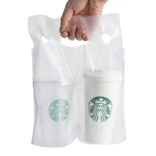 Recycled Custom Single And Double Cup Disposable Milk Tea Packaging Bag