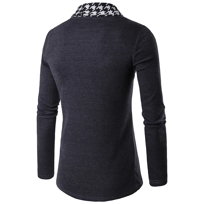 2024 Autumn Men's thousand bird check sweater European size fashion lapel long sleeve cardigan sweater coat