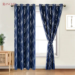 Latest Design Gold Printing Cortinas Blackout Foil Printing Blackout Curtain Grommet Top Blackout Curtains for Bedroom