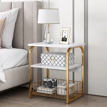 Sofa Side Cabinet Multi Layer Storage Steels Small Bedroom Headboard with Mobility Small Table Smooth Faced Small Coffee Table
