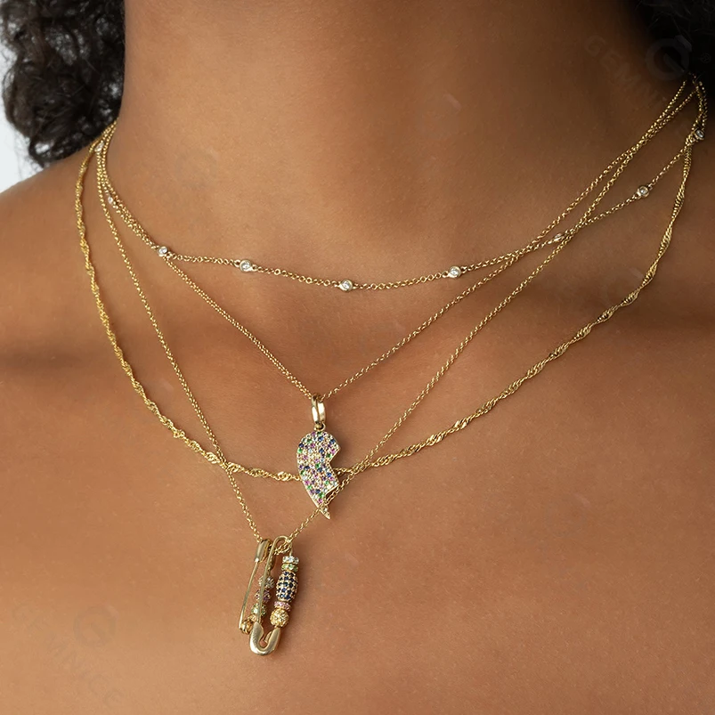 Cadena De Eslabones Cubanos Con Circonitas Cúbicas, Plata De Ley 925, Chapada En Oro De 14 K/platino - España