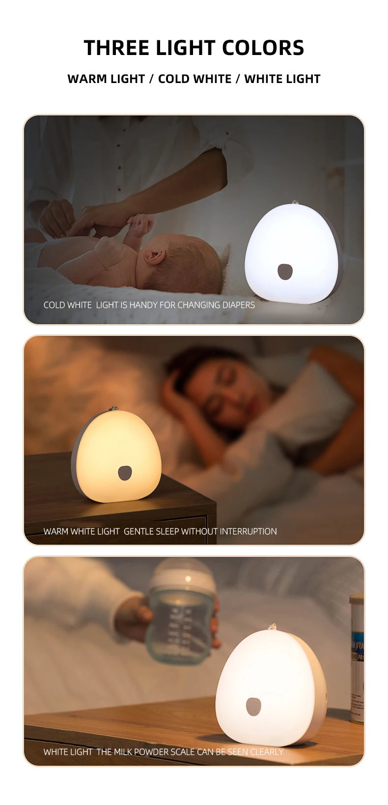 Portable Bedroom Decoration Touch dimming Sensor USB Rechargeable Lamp Warm Soft LED Night Light factory