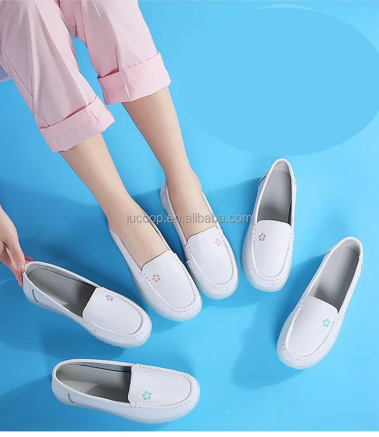 White Women Work Shoes With Soft Foam Lightweight Comfort Slip