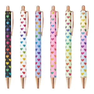 Rose Gold Heart Design Metal Promotional Ballpoint Pen 1.0mm Tip Smooth Writing for Students and Girls Gift