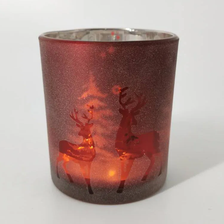 Wholesale personalised christmas led colored glass decoration tealight candle cup holder modern supplier