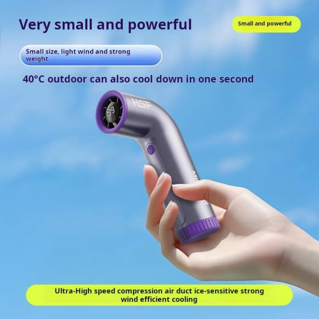 Treading 2025 Portable Mini Turbo Fan High-Speed Rechargeable Handheld Fan for Home Car Outdoor Use 5V Voltage