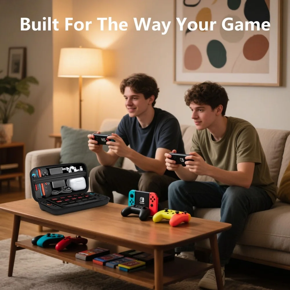 product laudtec for nintendo for switch carrying case with 2 soft tpu protective covers joy con cases scratch shock protection game-8