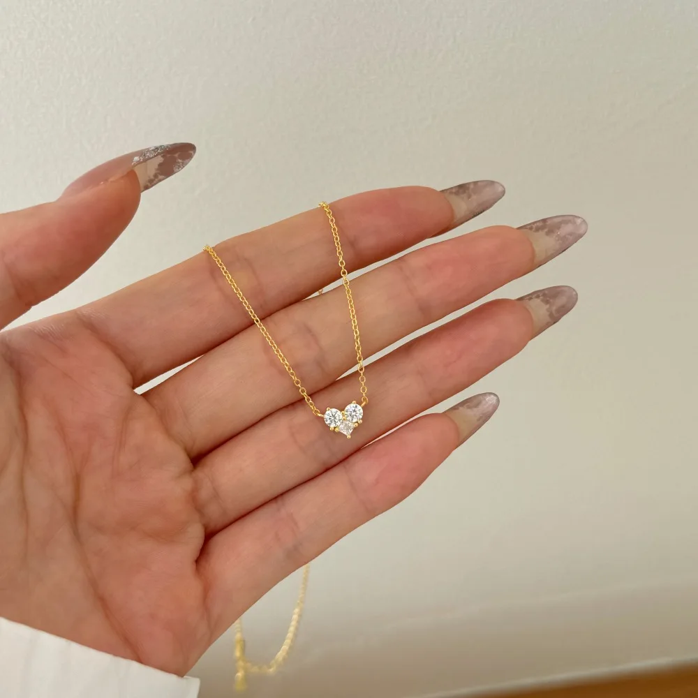 KAKODIY Simple Design Fashion Jewelry 925 Sterling Silver Rhodium 18K Gold Plated Tiny Love Heart Pendant Necklace with 5A Zirconia detail 4