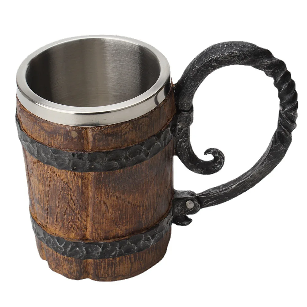 Tyenaza Boccale In Legno Per Birra, Tazza Con Manico, Capacità 300ml, Stile Retrò Naturale, Per Bar, Casa, Regalo
