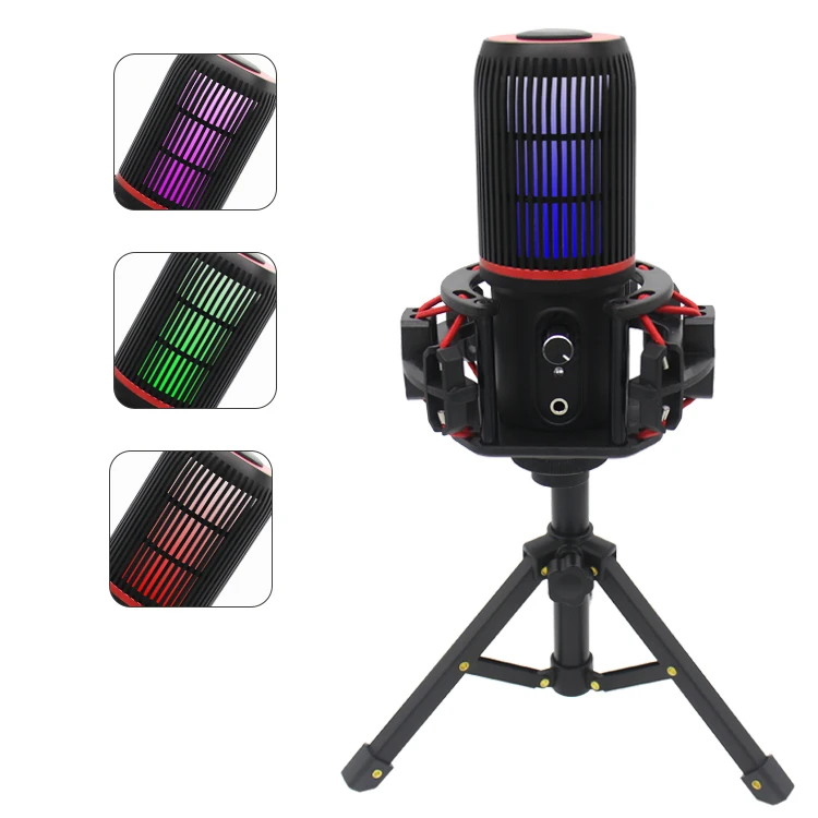 New Creative design RGB USB Condenser microphone Recording Youtube Mic Online Gaming desktop Computer microphone