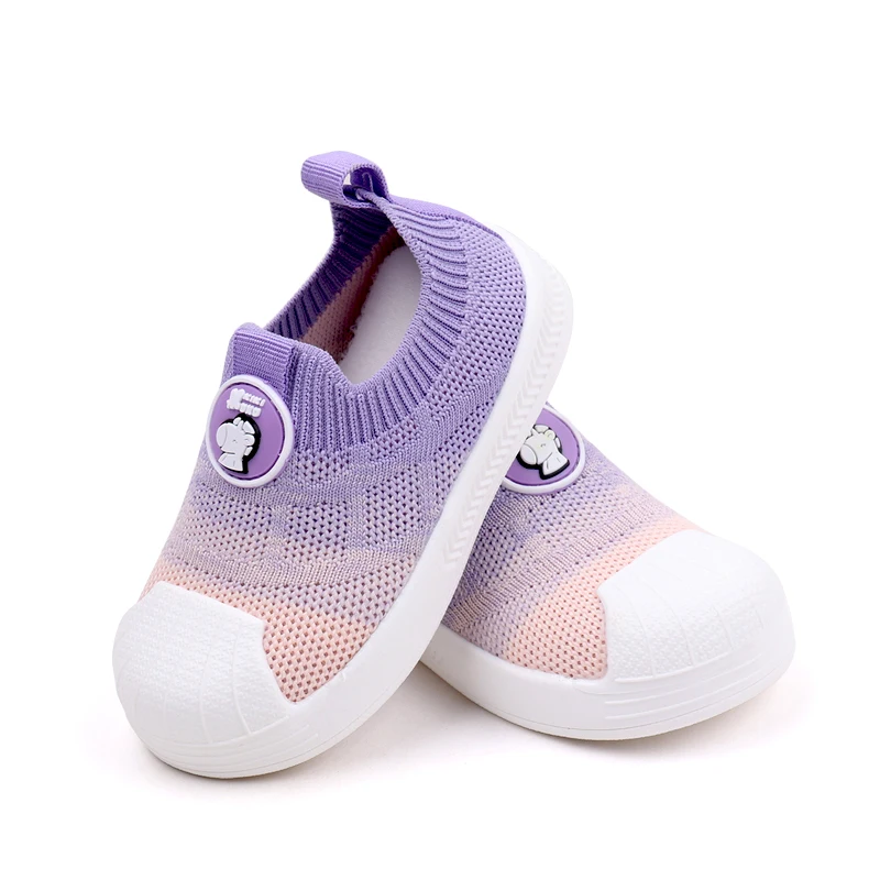Spring and Autumn Knitted Shell Head Matching Mesh Breathable Baby Walking Shoes factory