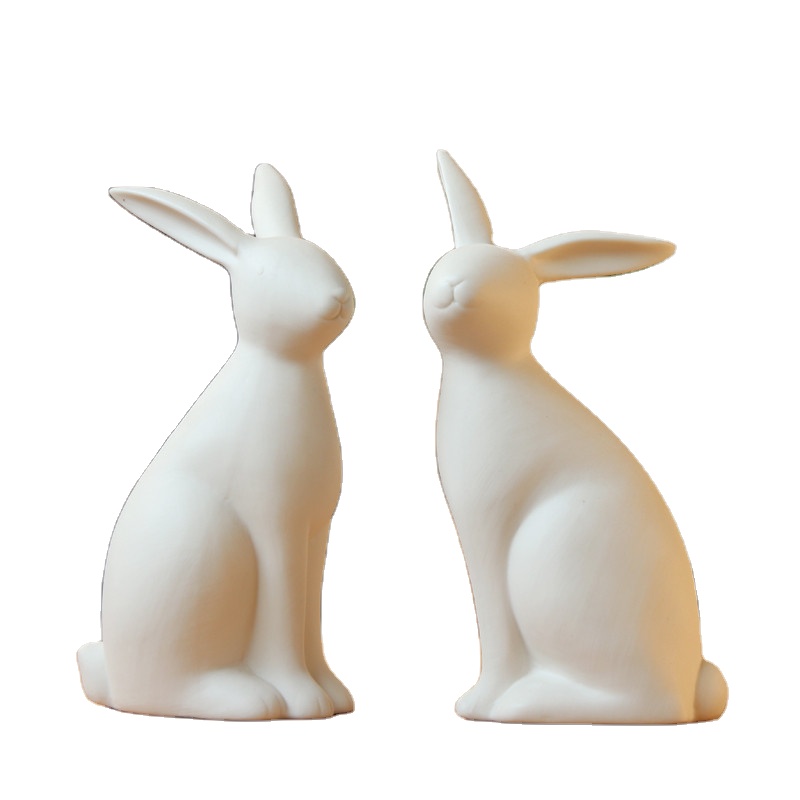 Home Kitchen Table Decoration Animil Figurine Porcelain White Ceramic Rabbit