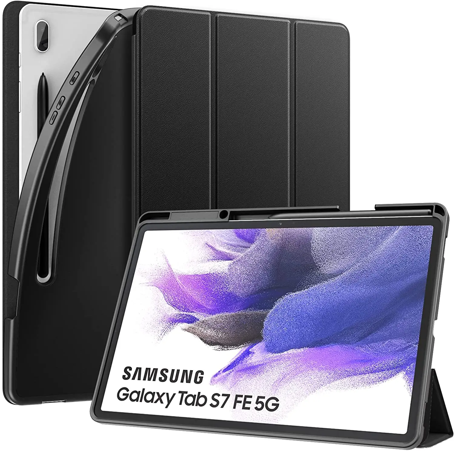 Or Rosé / Galaxy Tab S7 FE 2021 /Tab S7+ 2020 SM-X800/SM-X806 MoKo Étui compatible avec Samsung Galaxy Tab S8+ 12,4 Pouces 2022 SM-T730/T733/T736B Coque Housse Translucide avec Porte-Crayon Support 