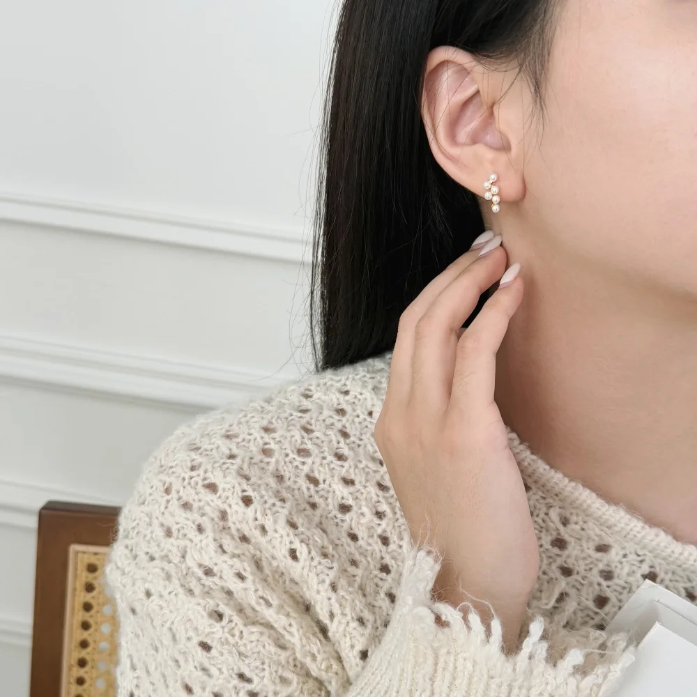 KAKODIY elegant small design 925 Sterling Silver boutique fashion freshwater pearl grape shape earrings can be customized women's boutique accessories detail 5