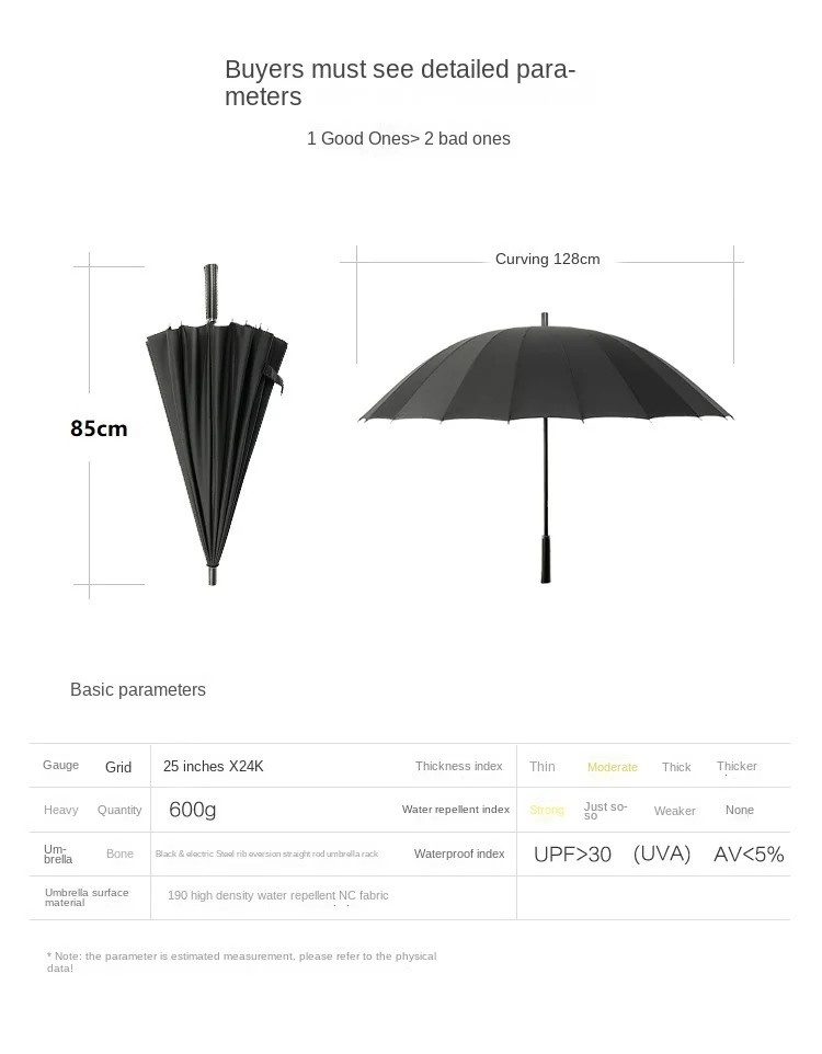 Japanese style 24 ribs manual straight rain umbrella