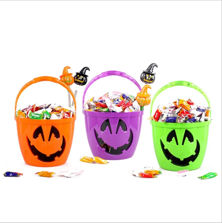 Ecofriendly Plastic Candy Bucket Halloween Light Up Pumpkin Bucket