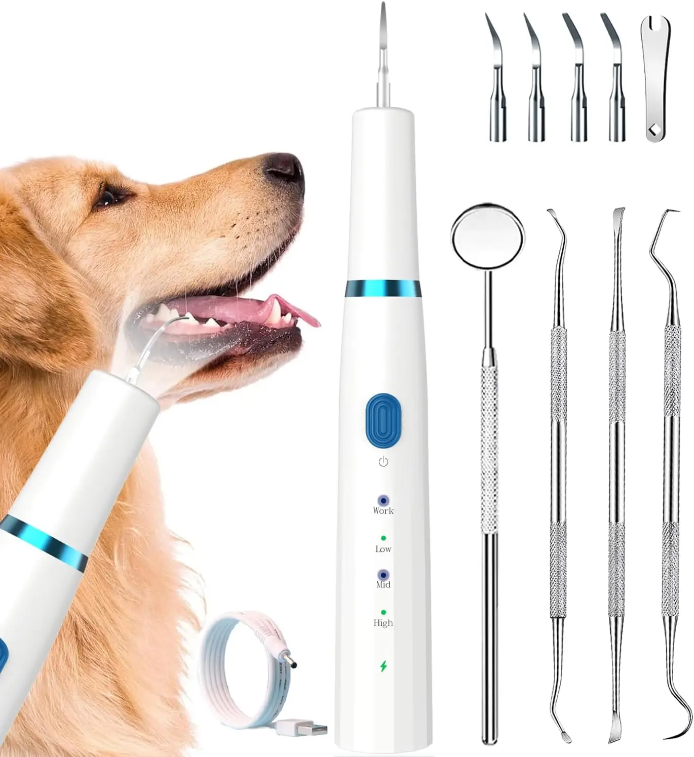 Professional Tartar Remover Ultrasonic Teeth Cleaning Device for Pets