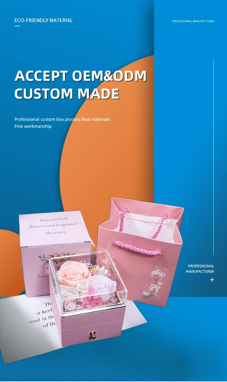 Acrylic Transparent Cover Drawer Ring Necklace Jewelry Box Rose Gift Box Valentines Day Mother