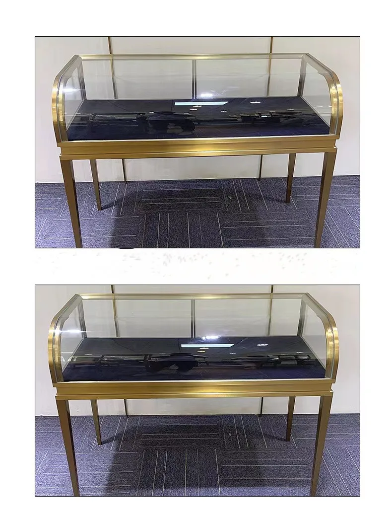 Luxury Curved Display Table Jewelry Glass Counter Led Show Case