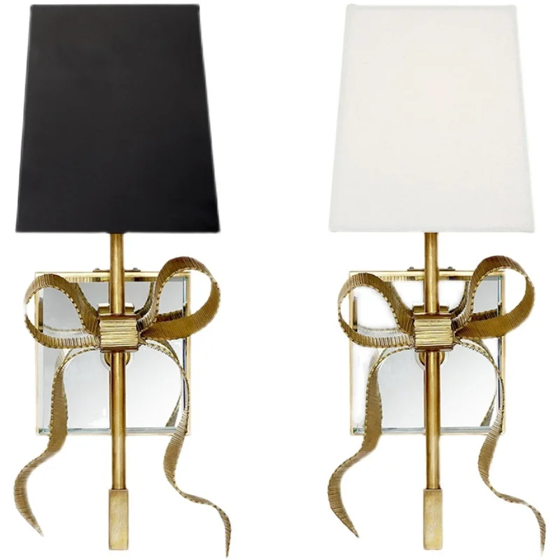 Romantik LED Antik Pirinç Duvar Lambası Dokunmatik Kontrol E26 Ampul Tabanı Kumaş Abajur Oturma Odası ve Yatak Odası İçin