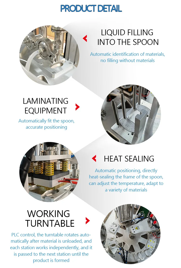 Fully Automatic Rotary Plastic Honey Spoon Filling Packing Machine In