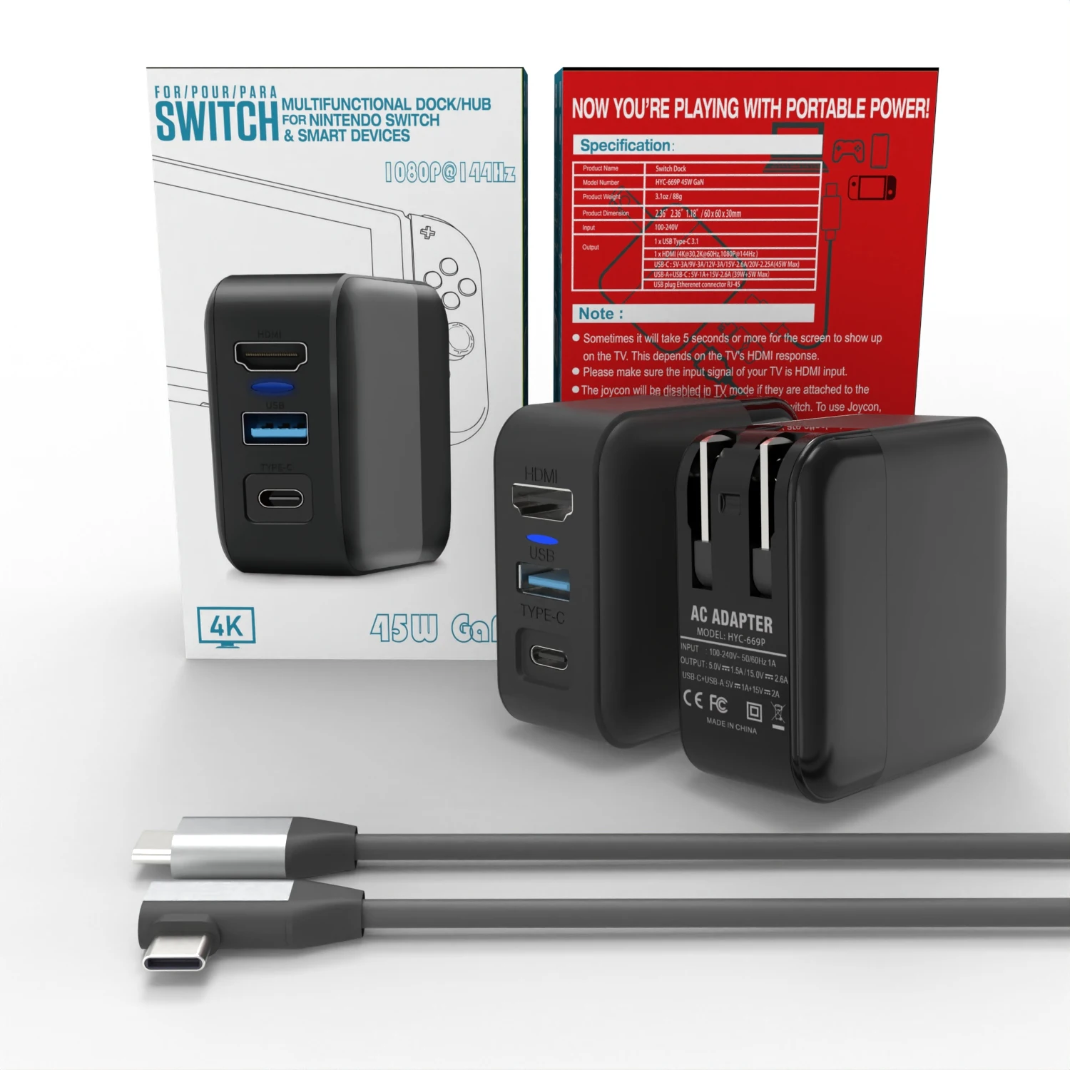 Ac Adapter Nintendo Switch Docking Station Uk 45W In Multifunction