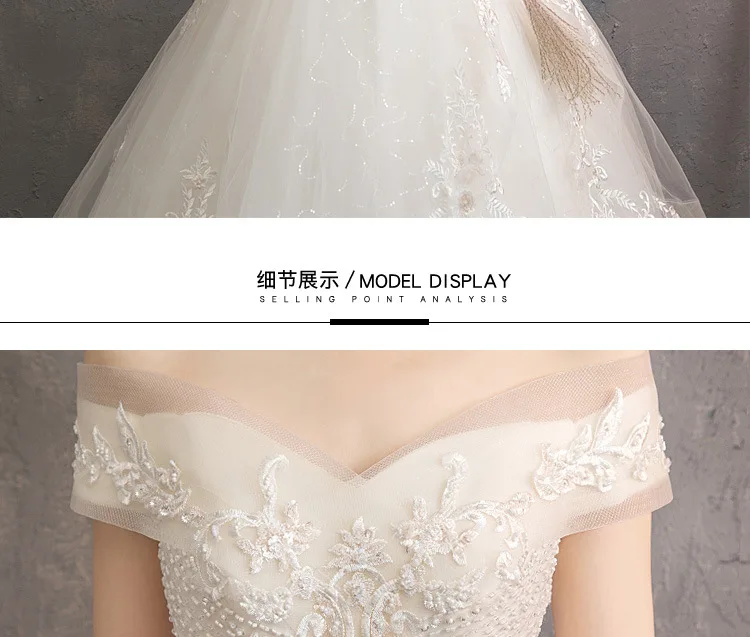 Princess Champagne Mermaid Wedding Dress Off Shoulder Crystal Wedding Gowns