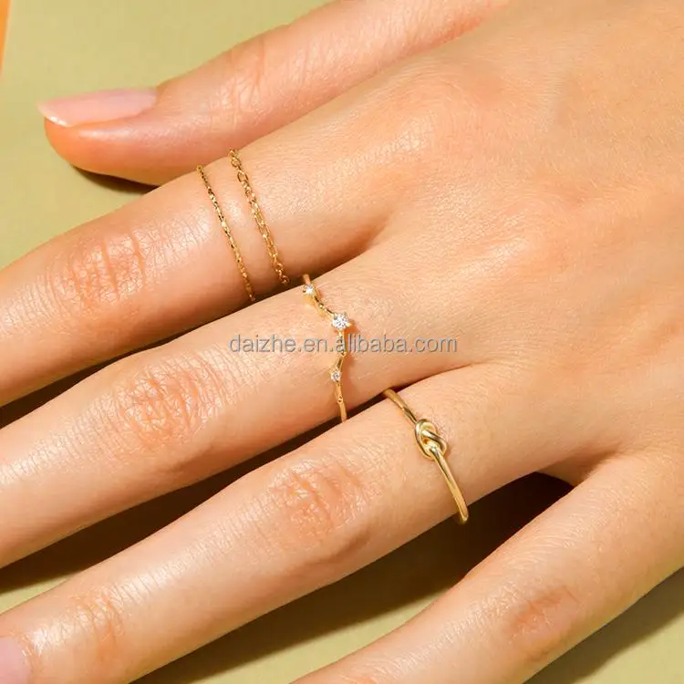 Plain zircon metal ring set for women, light luxury niche design, high-end index  finger ring, simple and cool style ring