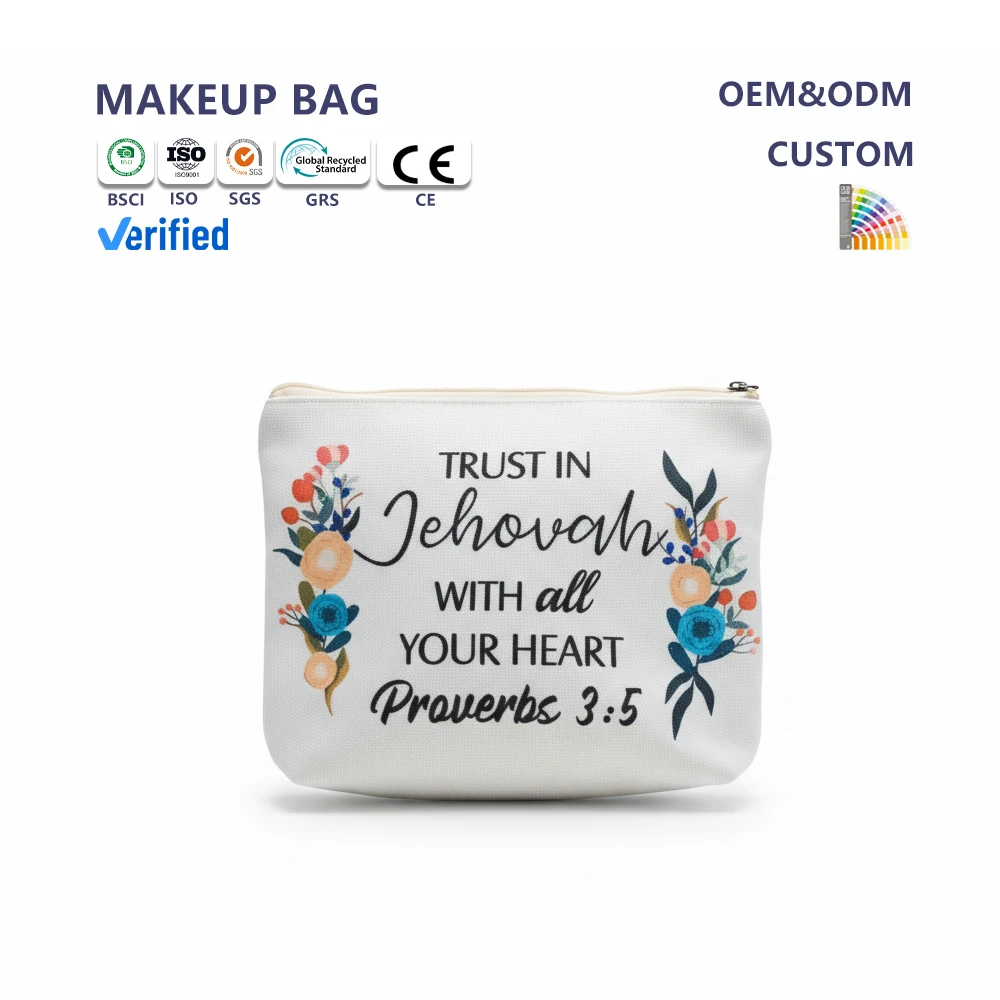 Large Capacity Cosmetic Bag Fashionable Design with Zipper and Logo for Women