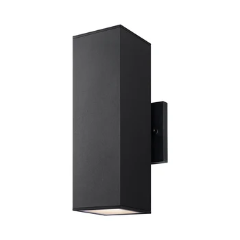 ETL Listed Modern Outdoor Wall Light with Aluminum Rectangular Tube Garden Light Matte Black