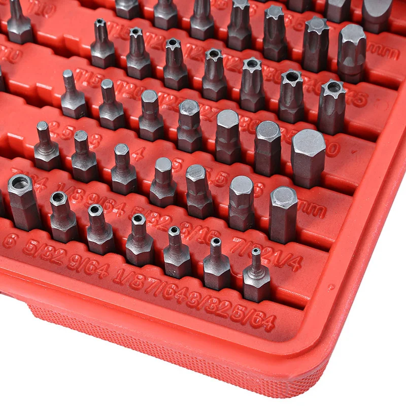 100 Pieces Security Bit Set Tool Box U Type Screwdriver Bit Set Multi Size Screw Driver Bits Pentagon Screwdriver