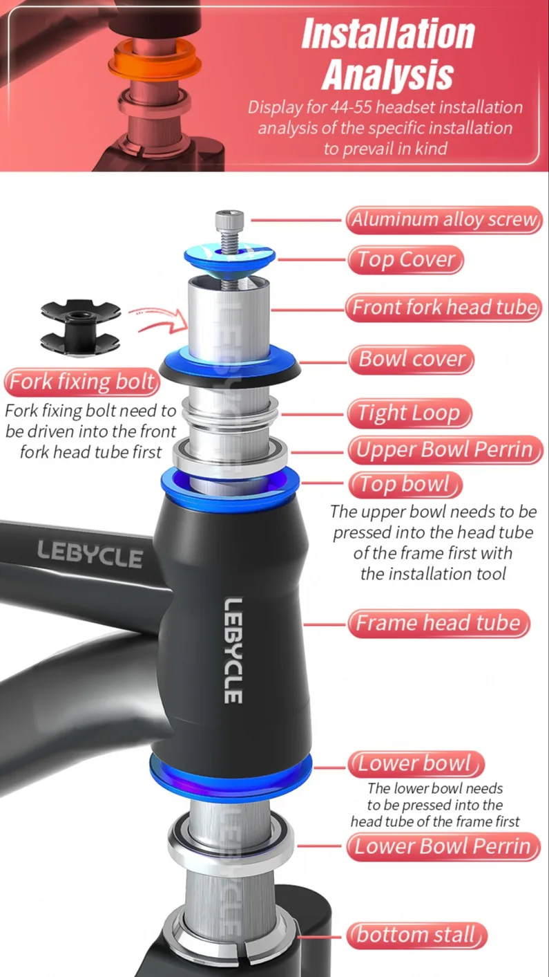 Lebycle Mtb Bicycle Headset Straight Tapered4444mm Cycling Headset