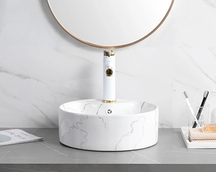 Calacatta white marble washbasin ceramic art basin hotel home bathroom oval hand wash basin sink manufacture