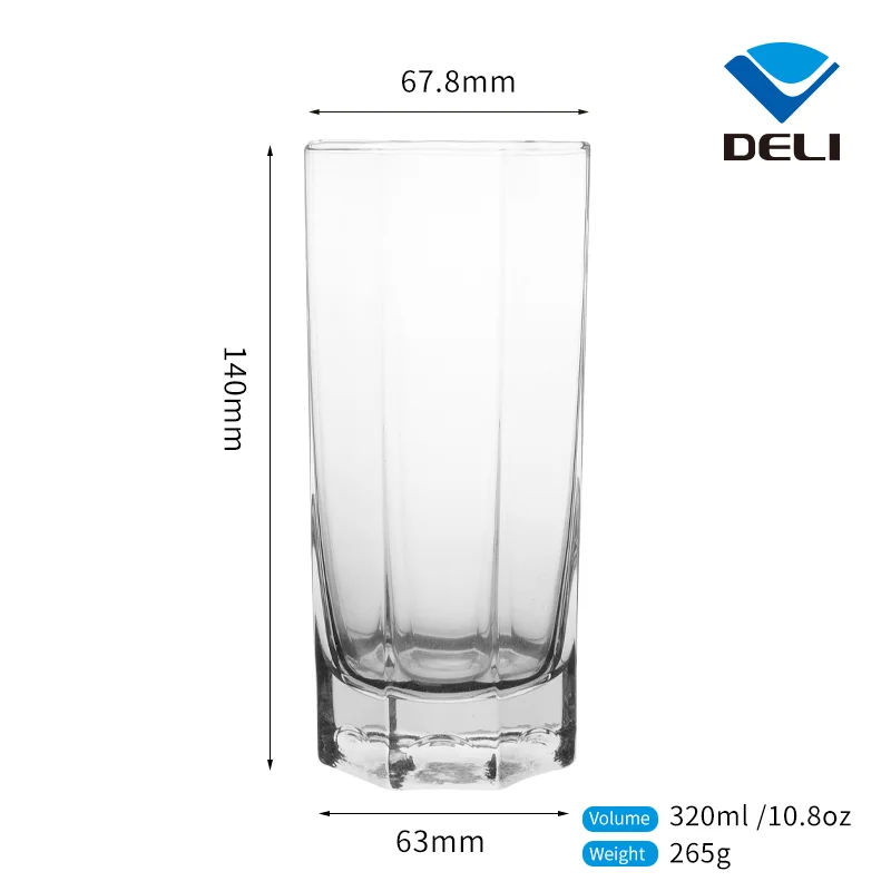 Конкурентоспособная цена DELI 10 8 oz 320ml Highball уникальные модные современные милые питьевые очки для воды