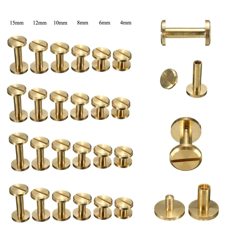 Solid Brass Chicago Screw Rivets Available in 4mm 5mm 6mm 