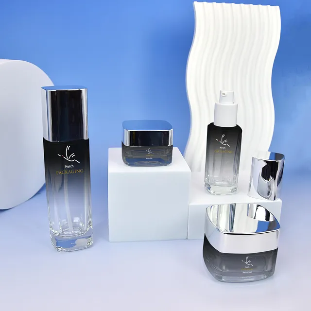 Cosmetic Packaging Containers Skincare Lotion Pump Bottle Rectangle Square Cosmetic Face Cream Moisturizer Jars And Bottles