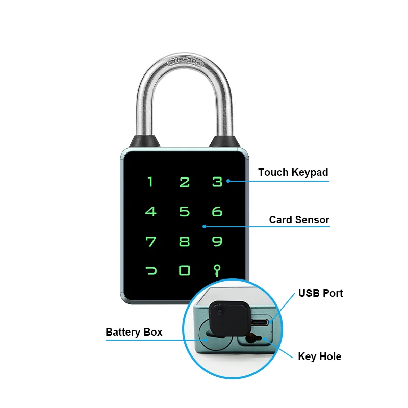 Tuya TTLock Waterproof Smart Security Padlock RFID Card NFC Access Keyed Anti-Theft Smart Steel Lock