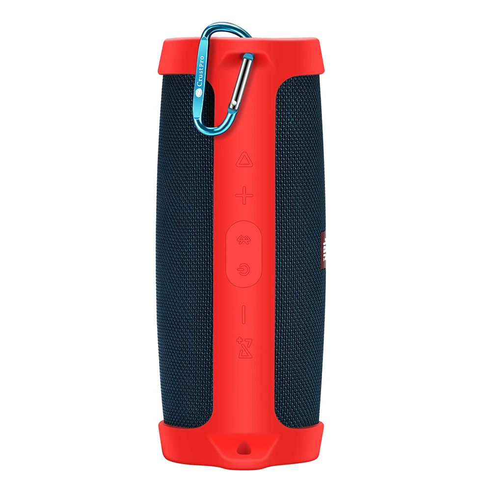 Professional Manufacturing Silicone Speaker case with Carabiner and Shoulder Strap Bumper case for jbl Charge 4