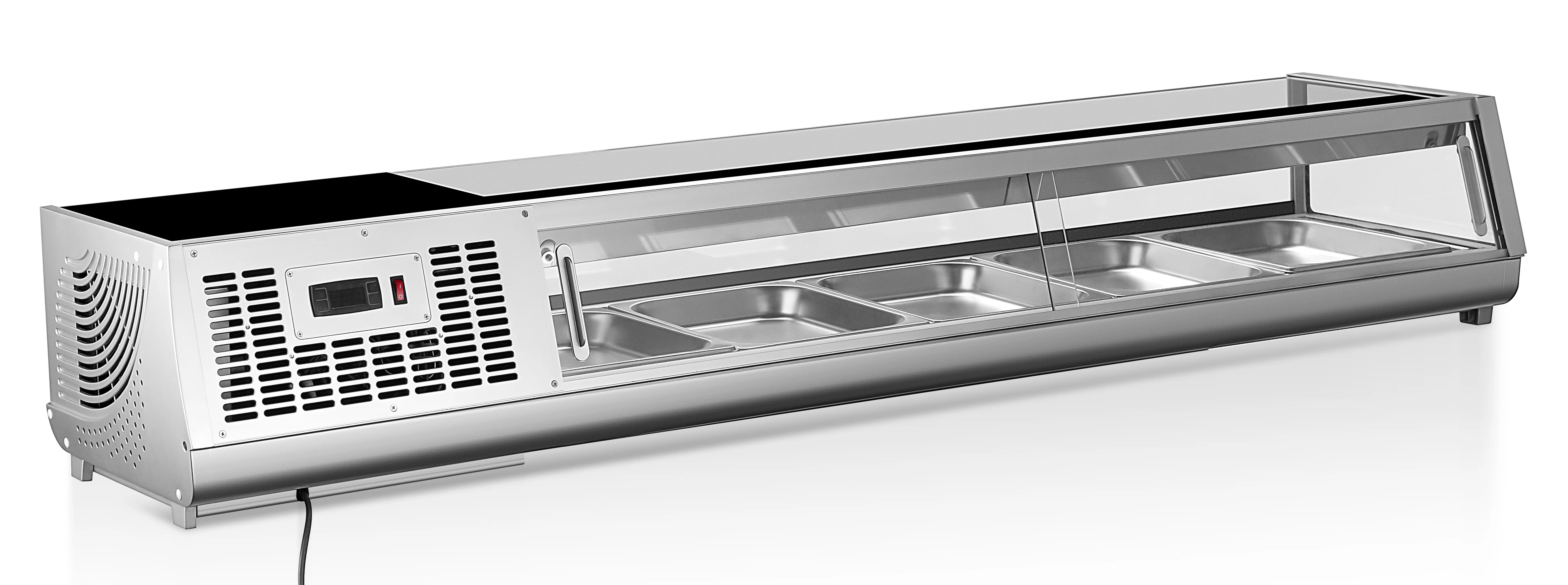 Direct Cooling  R290a  Sushi Showcase and Refrigerated Display  Cooler with Back Sliding Door Refrigerated Display Cabinet