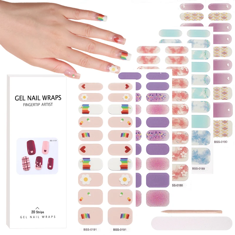 Factory Supplier New Gel Nail Stickers Self Adhesive Semi Cured Gel ...