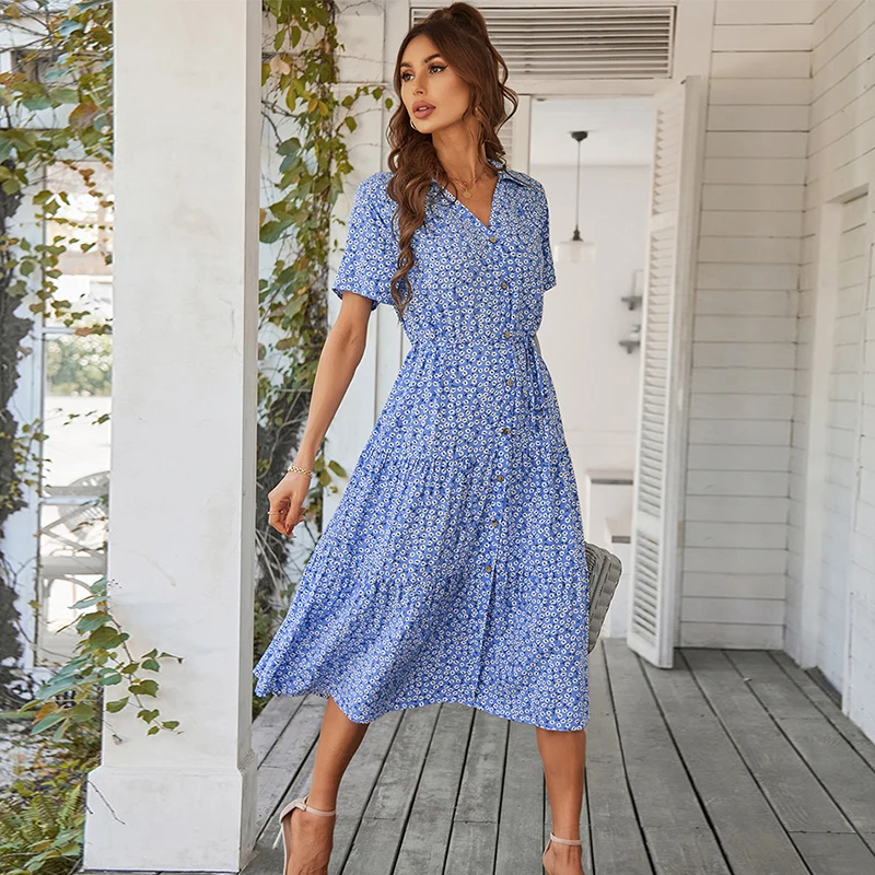 ShopWonder - Vestido De Verano Para Mujer, Talla Grande, Cuello En V