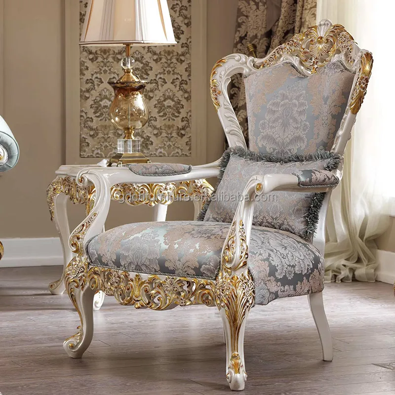 European Style Solid Wood Carved Fabric Sofa French Style Palace Living Room Furniture Villa