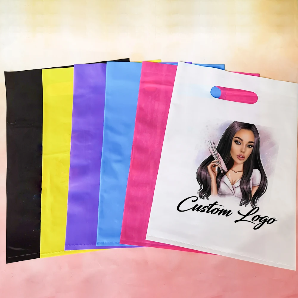 Custom Print Logo Plastic Shopping Bag Plastic Packaging Die Cut Handle
