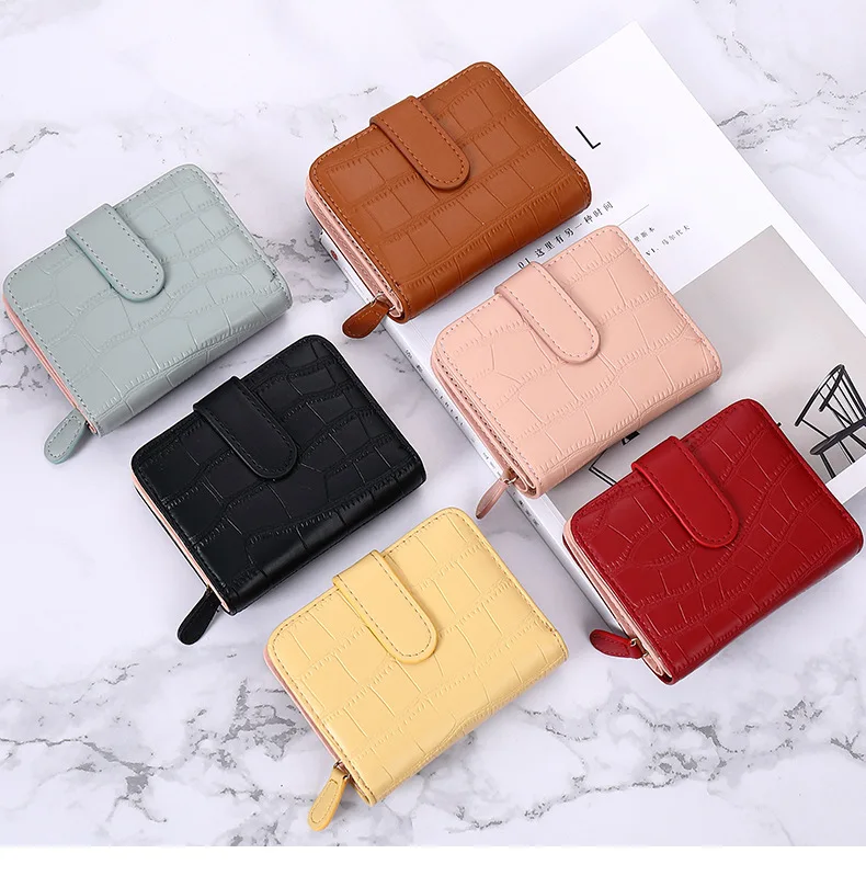 Market Promotion New Cute Pu Short Clip Small Stone Pattern Coin Mini ...