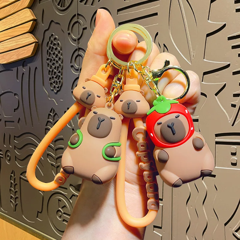 漫画3DPVCカピバラキーホルダーかわいいカピバラおもちゃラバー