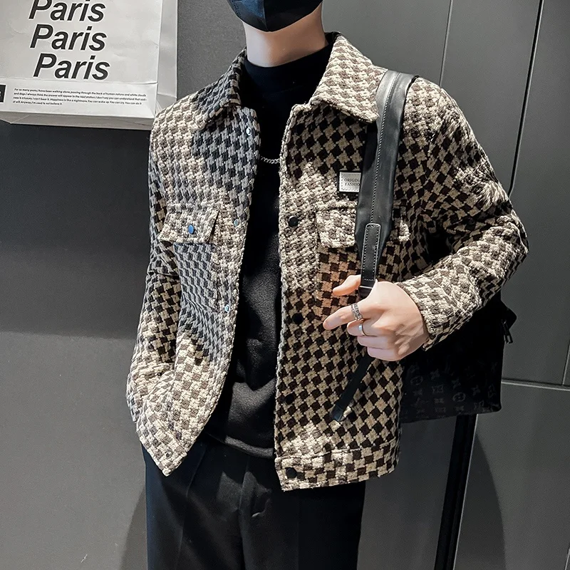 2024 Brand Clothing Men spring High Quality Casual Plaid Jackets/Male Slim Fit Fashion Lapel British Style Coats Hombre_voghion.com