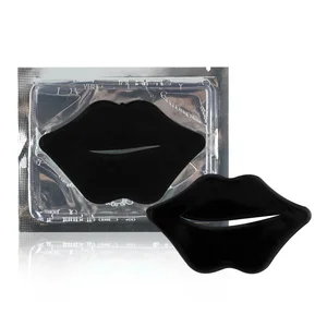Wholesale Bamboo Charcoal Black Crystal Collagen Lip Plumping Mask Sheet Type Lip Care Mask