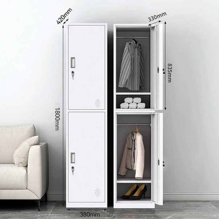 White Steel Two Door Locker for School, Office, and Dormitory Use