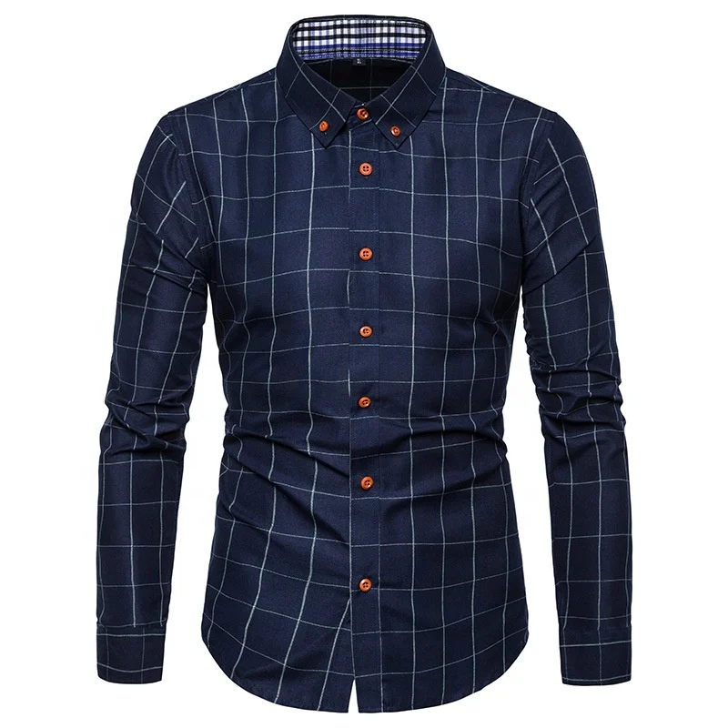 Buine Work Office Camicia a righe Caual Manica lunga Plaid in cotone Sociale Formale Dre Plus Size Uomo Traspirante574_voghion.com