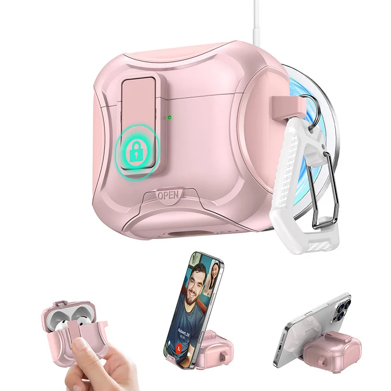 New Arrivals Best Price Shockproof Case for Apple for AirPods Pro Pro 2 for AirPods 4 Integrated Phone Stand Bulk Order